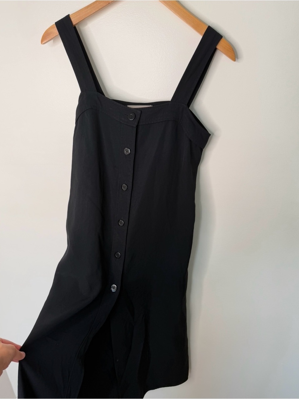 Everlane Women's Size 2 Black A Line Button Down Sleeveless Midi Dress Summer